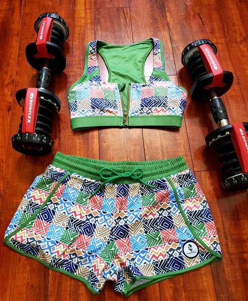 Zim Hari Sports Bra with front zipper & back Zippered Pocket