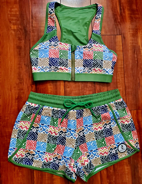 Zim Hari Sports Bra with front zipper & back Zippered Pocket