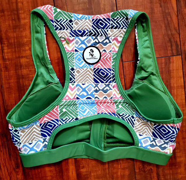 Zim Hari Sports Bra with front zipper & back Zippered Pocket