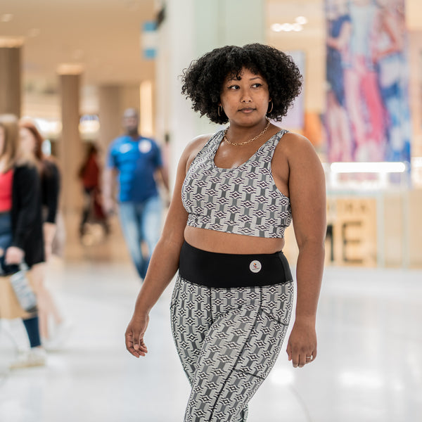 Black & White Kente Sports Bra
