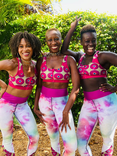 Ankara Sports Bra with front zipper & back Zippered Pocket