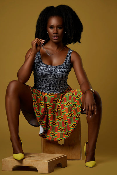 Kente and Mud Cloth Fusion Dress