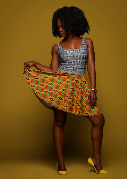Kente and Mud Cloth Fusion Dress