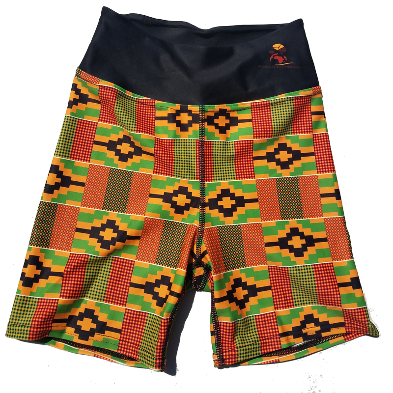 RuvaAfricWear Kente Print Yoga Shorts