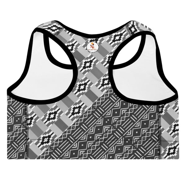 Black and White Combo Print Padded Sports Bra