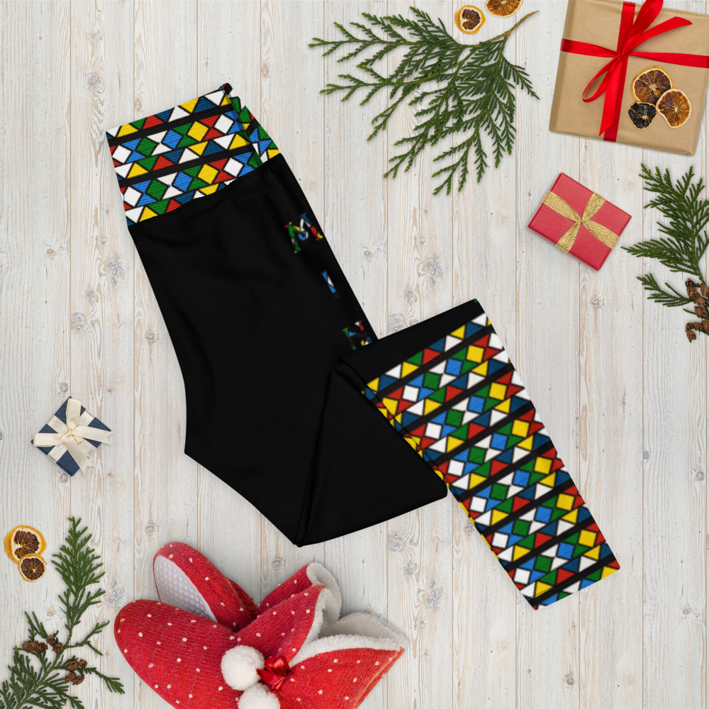 Minnesota Zulu Beads & Mud Cloth Yoga Leggings