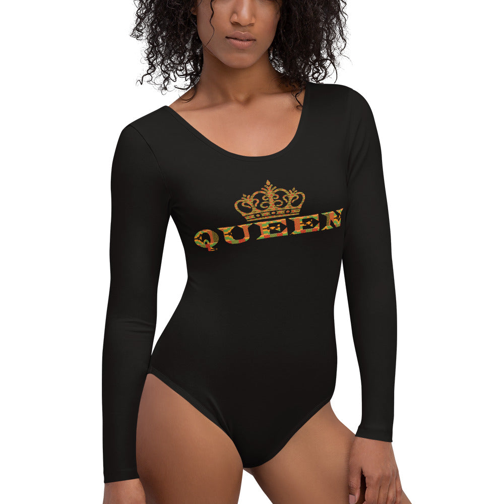 Queen Kente Print Long Sleeve Bodysuit