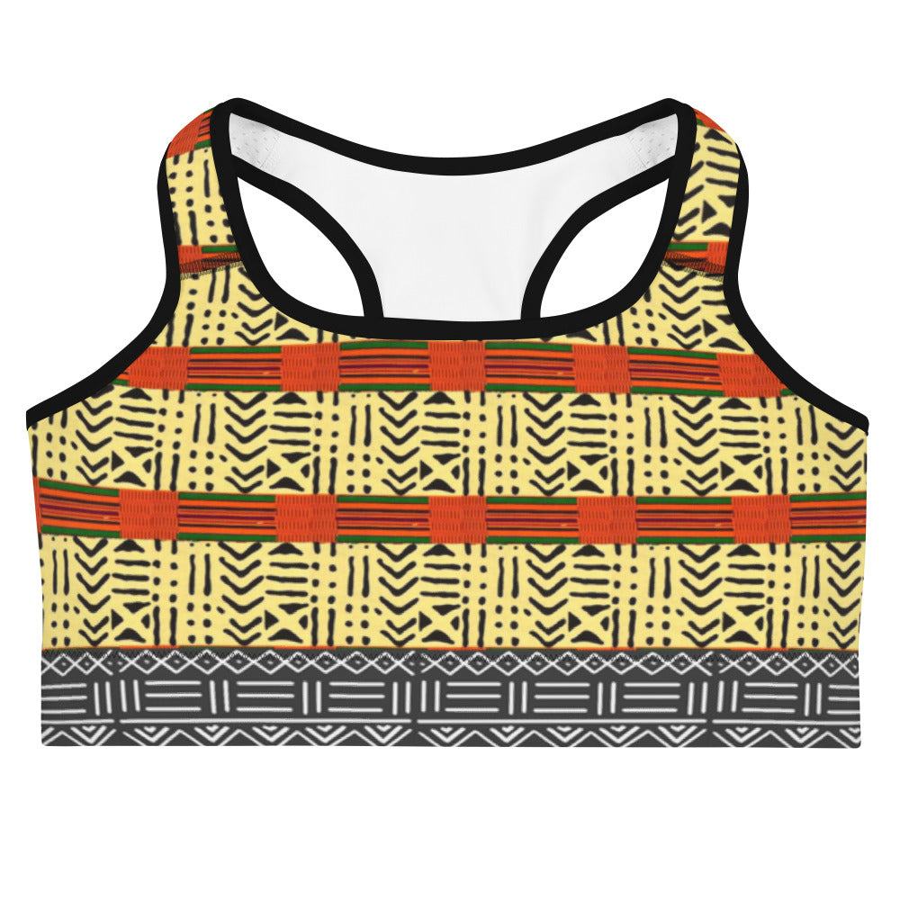 Kente and Mud Cloth Fusion Sports bra