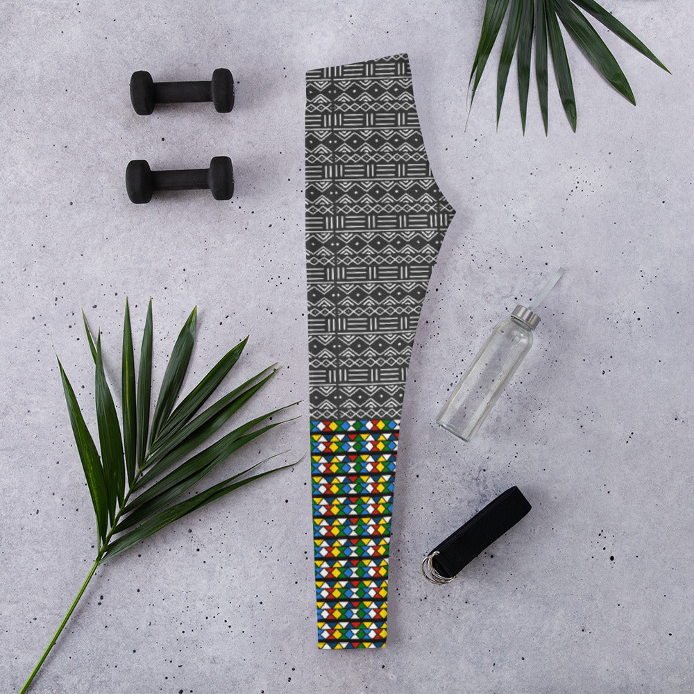 Zulu and Mud Cloth Fusion Print Leggings