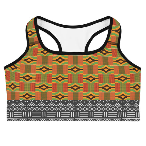 Kente and Mud cloth Print Sports bra