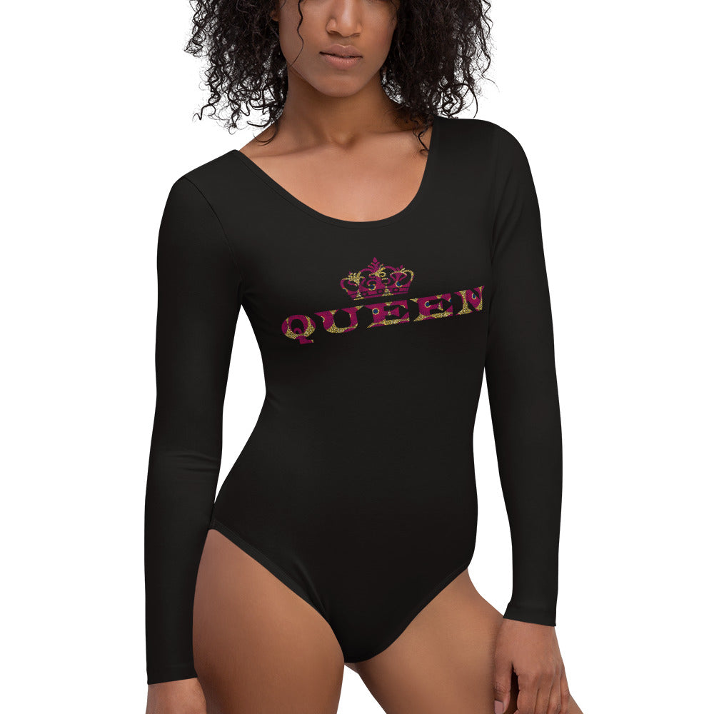 Queen Ankara Print Long Sleeve Bodysuit