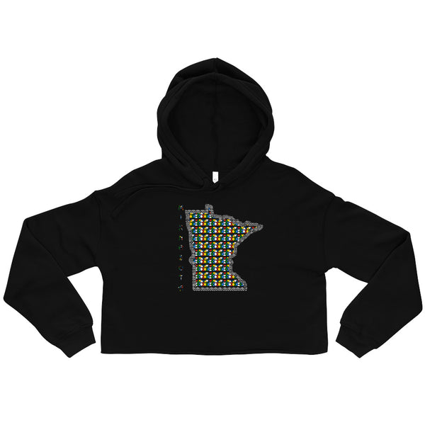 Minnesota Map African Print Crop Hoodie
