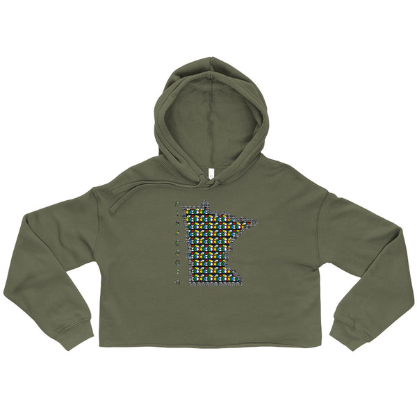 Minnesota Map African Print Crop Hoodie