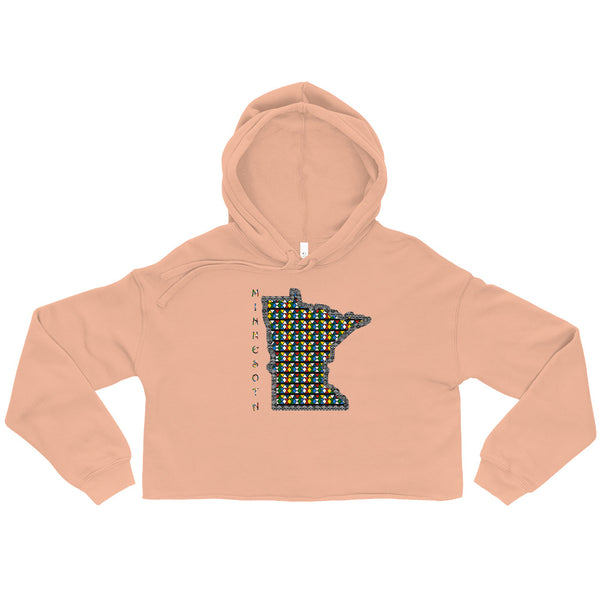 Minnesota Map African Print Crop Hoodie