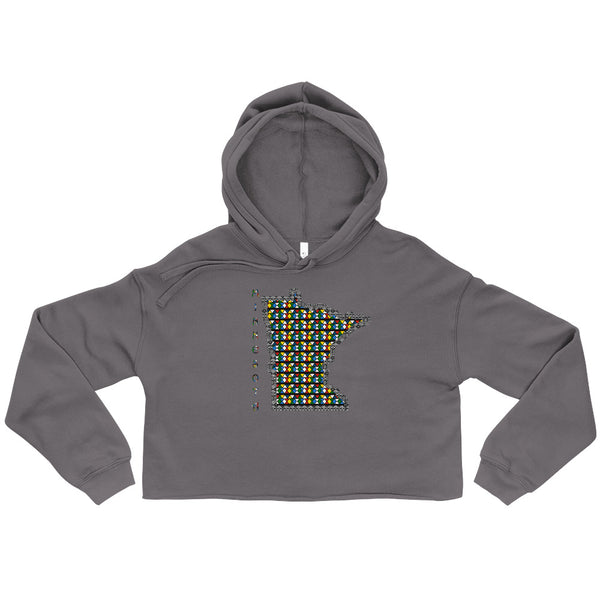 Minnesota Map African Print Crop Hoodie