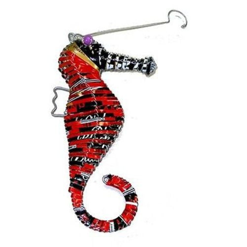 Red Recycled Tin Seahorse Handmade and Fair Trade