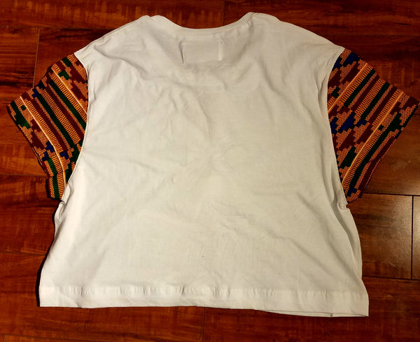 Motherland Leather and Kente Details Crop Top