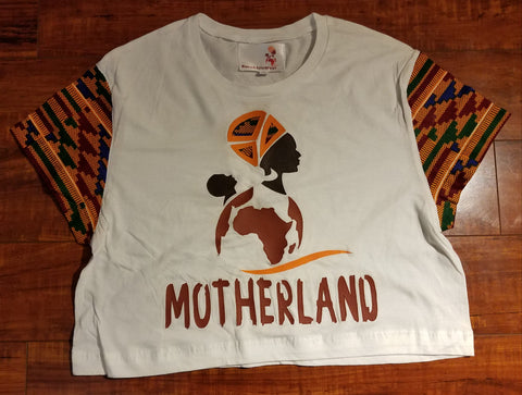 Motherland Leather and Kente Details Crop Top