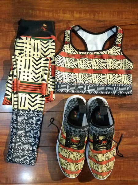 Kente and Mud Cloth Fusion Sports bra