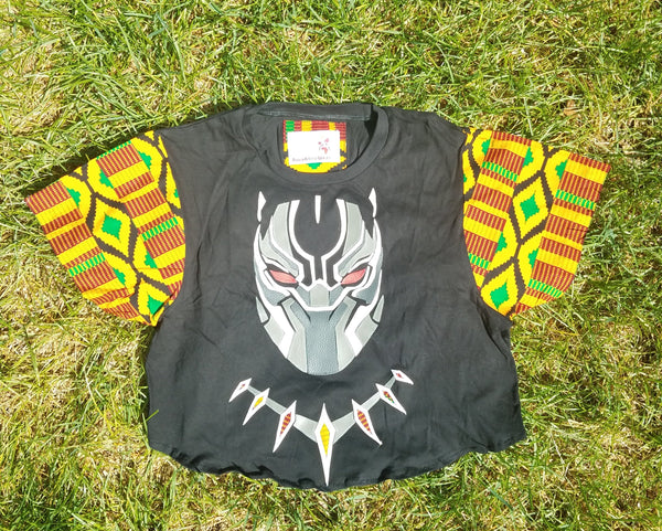 Black Panther Leather and Kente Details Crop Top
