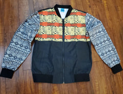 Kente & Mud Cloth Fusion Bomber Jacket for Women
