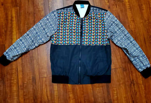 Mud Cloth and Zulu Beads Print Bomber Jacket for Women