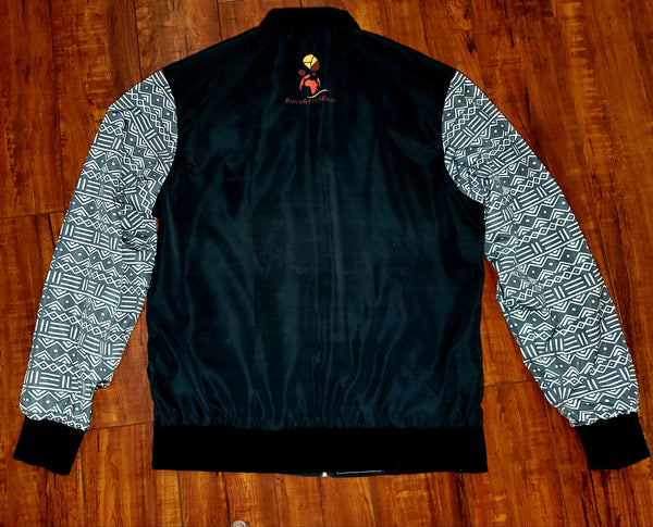 Kente & Mud Cloth Fusion Bomber Jacket for Women