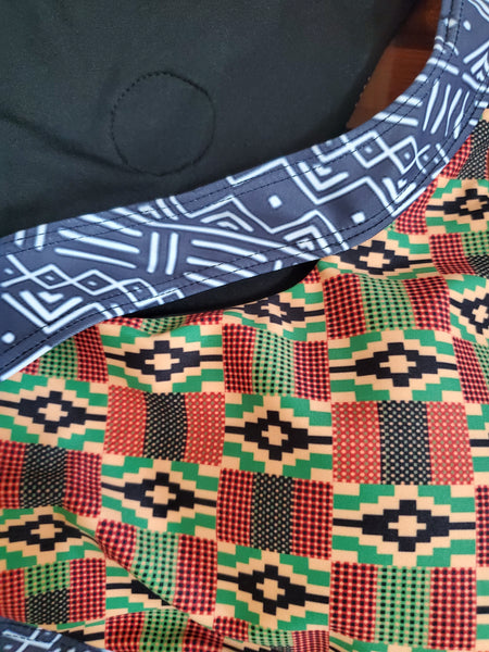 Kente and Mud Cloth Diagonal Sports Bra