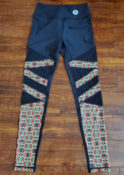Kente Mesh with Zipper Pocket Leggings