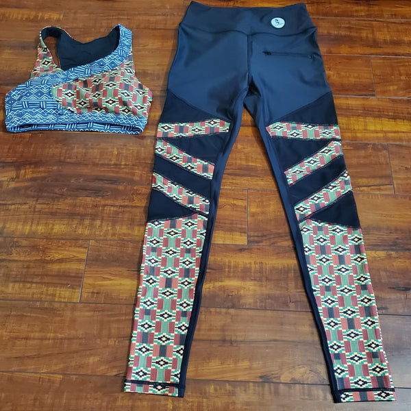 Kente Mesh with Zipper Pocket Leggings