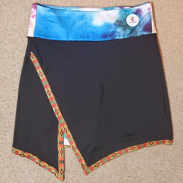 Black Kente & Tie Dye Skort