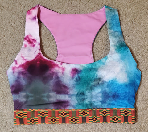 Tie Dye Kente Sports Bikini Top