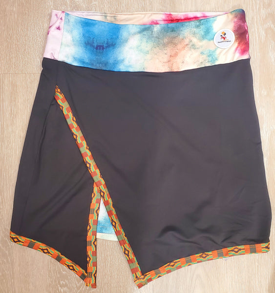 Black Kente & Tie Dye Skort