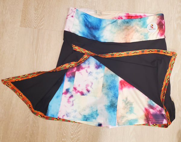 Black Kente & Tie Dye Skort