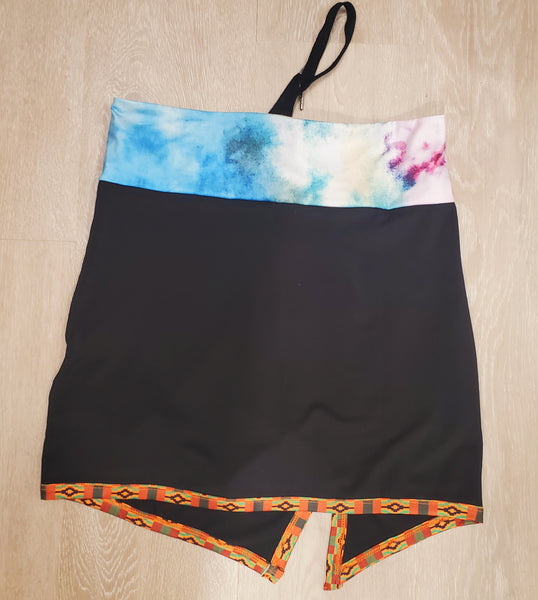 Black Kente & Tie Dye Skort