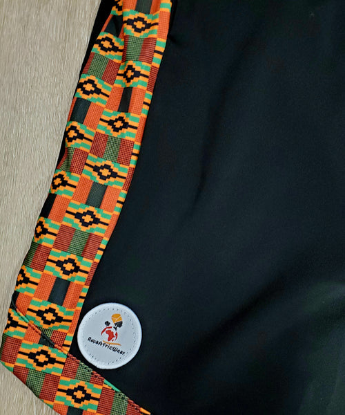 Black Kente & Tie Dye Shorts