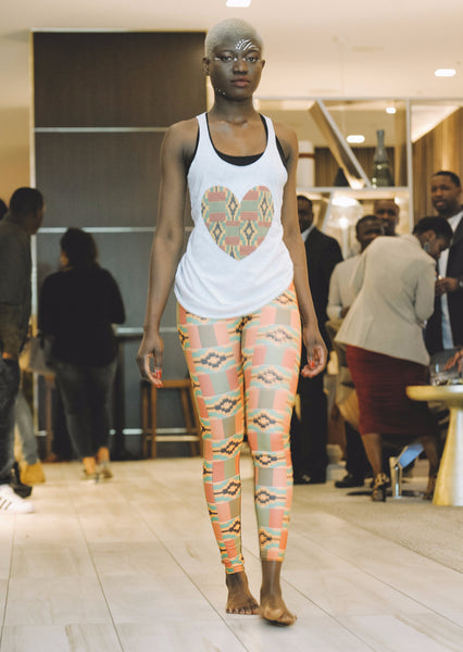 Kente & Spray paint waist Yoga Leggings
