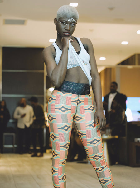 Kente & Spray paint waist Yoga Leggings
