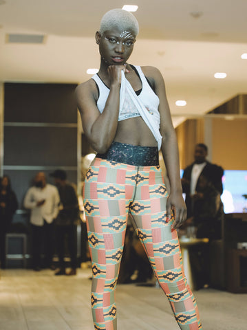 Kente & Spray paint waist Yoga Leggings