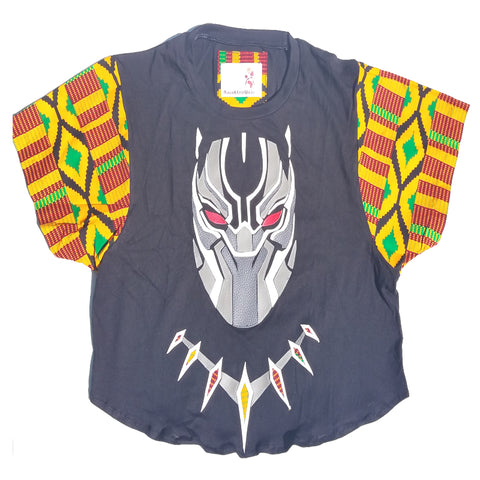 Black Panther Leather and Kente Details Crop Top