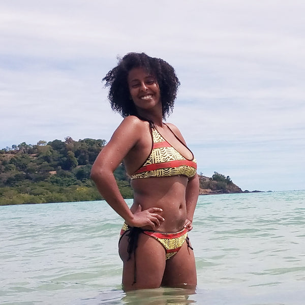 Kente and Mud Cloth Fusion Reversible Bikini