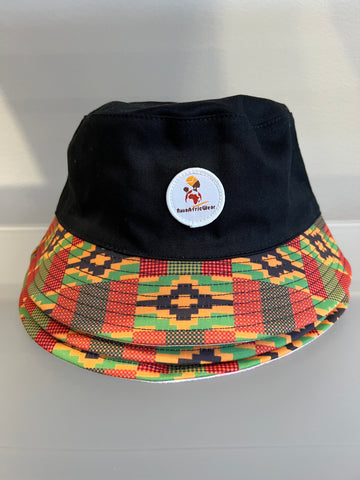 Reversible Black Kente & Tie Dye Bucket Hat
