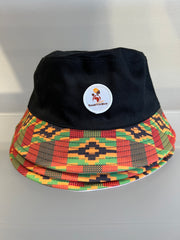 Reversible Black Kente & Tie Dye Bucket Hat
