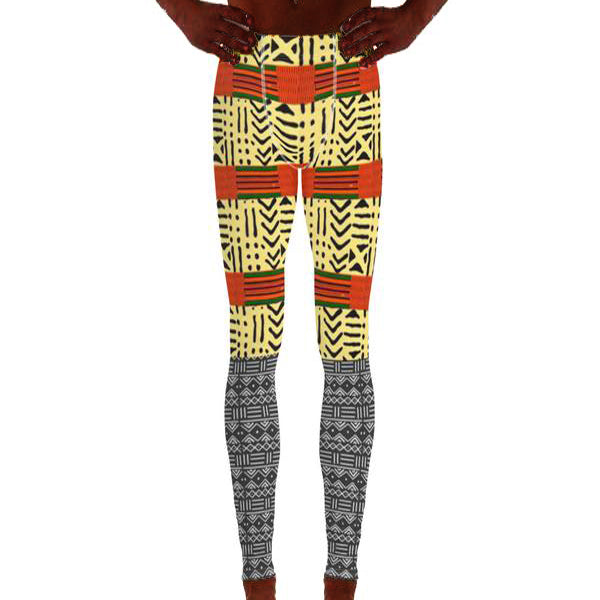 Kente and Mud Cloth Fusion Men's Leggings