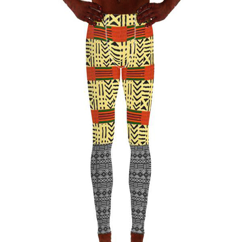 Kente and Mud Cloth Fusion Men's Leggings