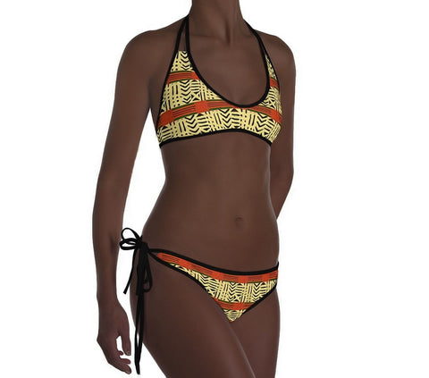 Kente and Mud Cloth Fusion Reversible Bikini