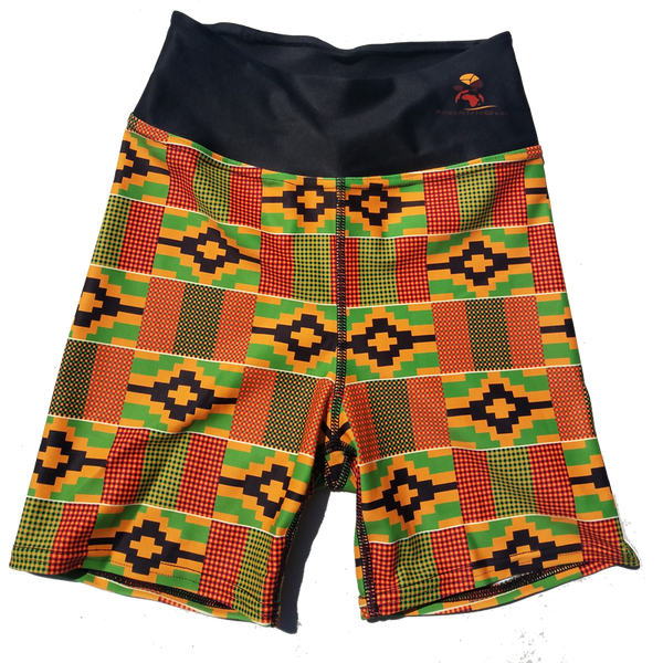 RuvaAfricWear Kente Print Yoga Shorts