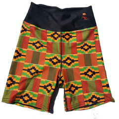 RuvaAfricWear Kente Print Yoga Shorts