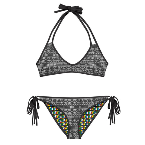 Zulu Beads and Mud Cloth Print Reversible Bikini