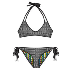Zulu Beads and Mud Cloth Print Reversible Bikini